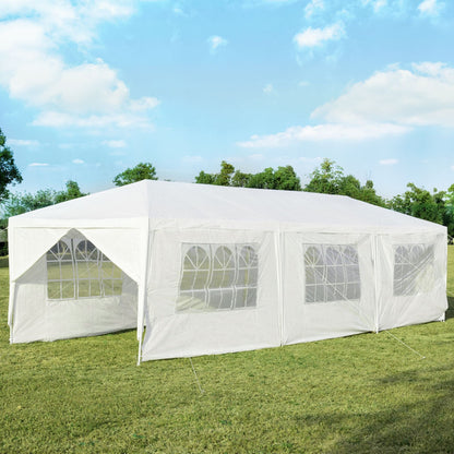 10 x 30 Feet Outdoor Canopy Tent with 6 Removable Sidewalls and 2 Doorways - Ideal for Parties, Weddings, and Events