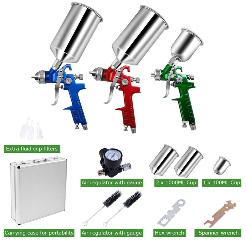 3 HVLP Auto Paint Car Primer Air Spray Gun Kit - Ultimate Precision for Professional Finishes