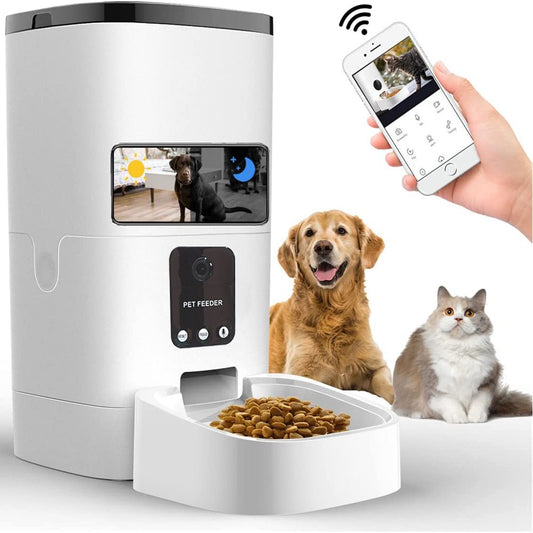 Smart 6L Pet Feeder with 1080P Camera & App - Timed Feeding & Voice Recording for Cats & Dogs