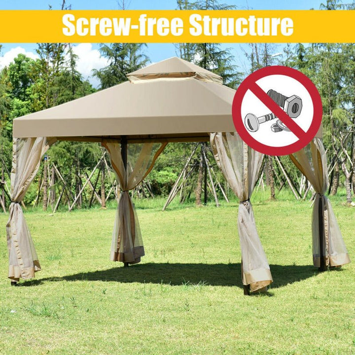 10x10 ft 2 - Tier Gazebo Canopy – Screw - Free, Sturdy & Waterproof - ChillShop