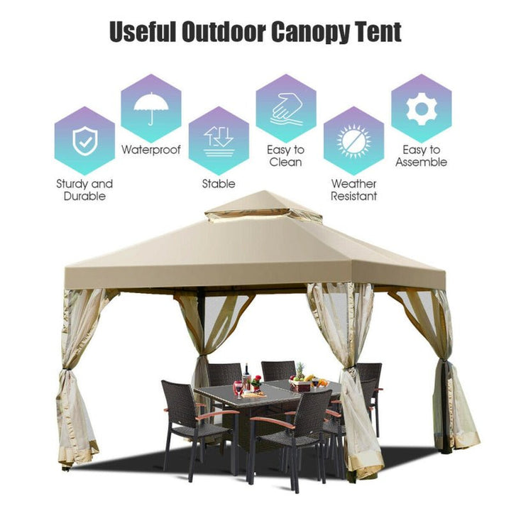 10x10 ft 2 - Tier Gazebo Canopy – Screw - Free, Sturdy & Waterproof - ChillShop