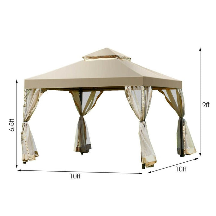 10x10 ft 2 - Tier Gazebo Canopy – Screw - Free, Sturdy & Waterproof - ChillShop