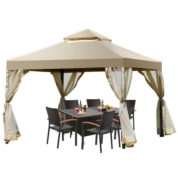 10x10 ft 2 - Tier Gazebo Canopy – Screw - Free, Sturdy & Waterproof - ChillShop