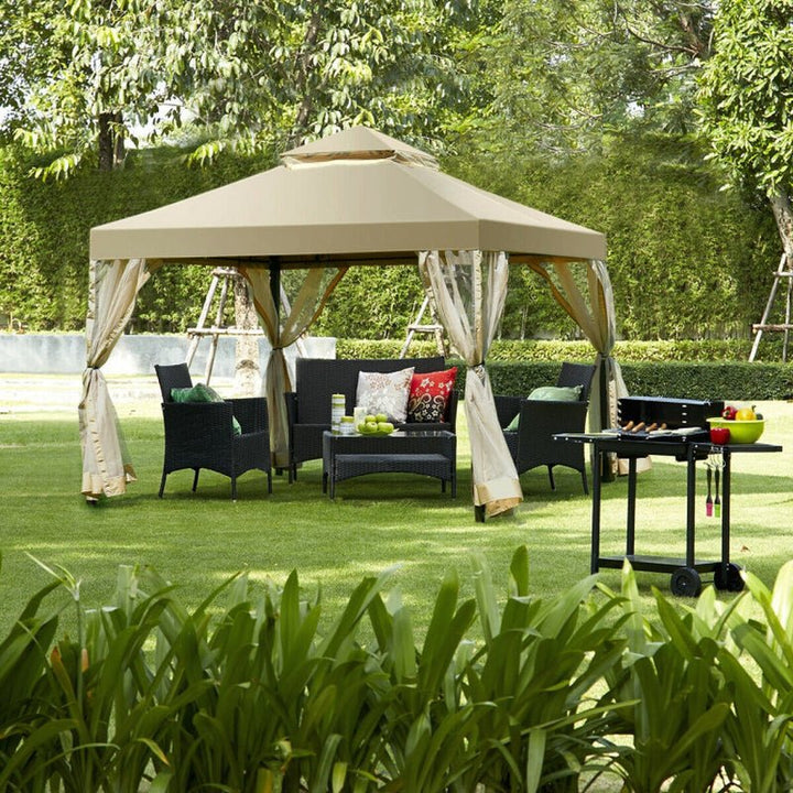 10x10 ft 2 - Tier Gazebo Canopy – Screw - Free, Sturdy & Waterproof - ChillShop