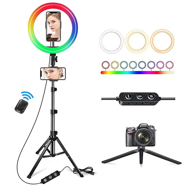 13" RGB Ring Light with Tripod Stand & Phone Holder | Ultimate Selfie Solution - ChillShop