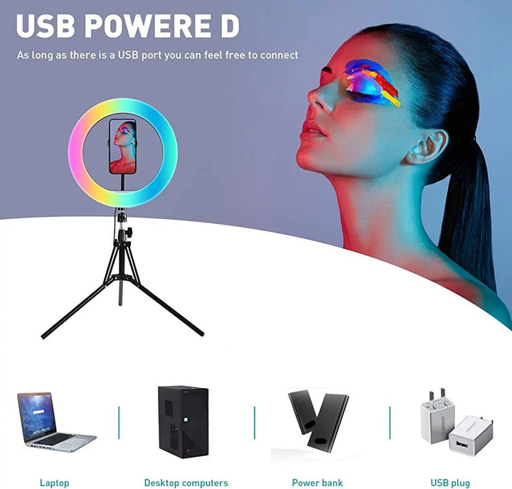 13" RGB Ring Light with Tripod Stand & Phone Holder | Ultimate Selfie Solution - ChillShop