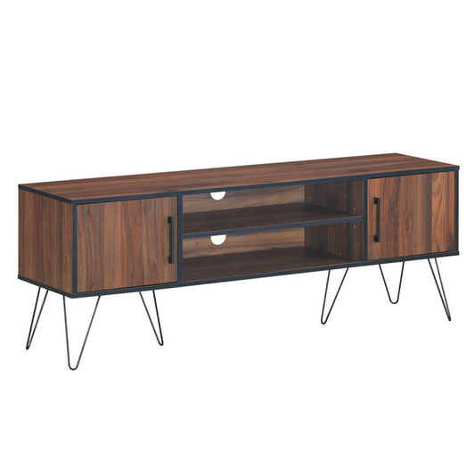 Retro Modern TV Stand with 6 Metal Legs for TVs up to 65 Inch and 2 Cable Holes