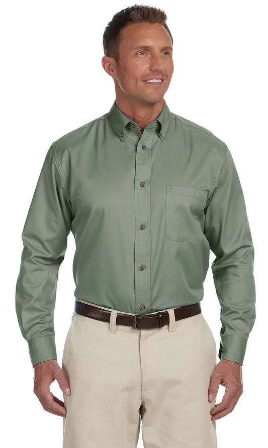 Men's Easy Blend Long Sleeve Twill Shirt with Stain-Release - DILL, 3XL