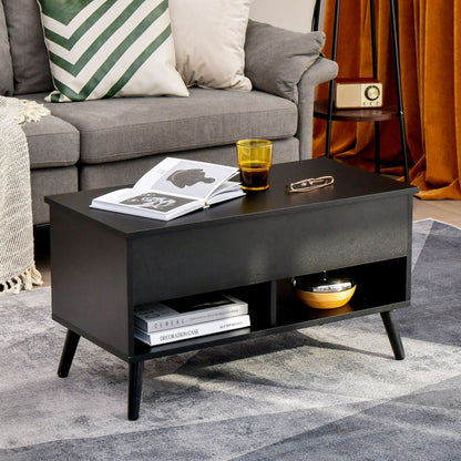 31.5 Inch Lift-Top Coffee Table with Hidden Storage and 2 Open Shelves