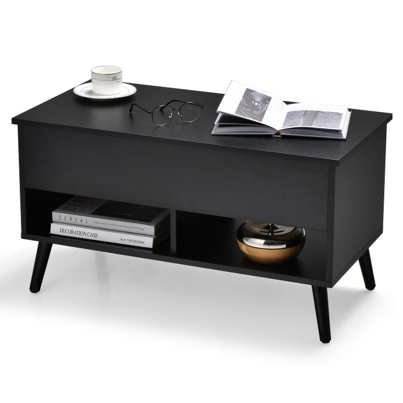 31.5 Inch Lift-Top Coffee Table with Hidden Storage and 2 Open Shelves