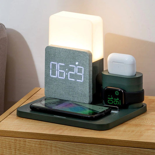 4 - in - 1 Smart LED Bedside Lamp with Wireless Charging, Alarm, & Adjustable Light - ChillShop