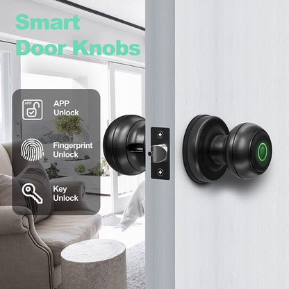 Smart Fingerprint Door Lock with App Control - Ideal for Homes, Offices, Hotels - Black