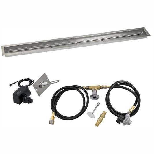 72" x 6" Propane Fire Pit Pan Kit: Stainless Steel Linear Drop-In with Spark Ignition - Elevate Your Outdoor Ambiance