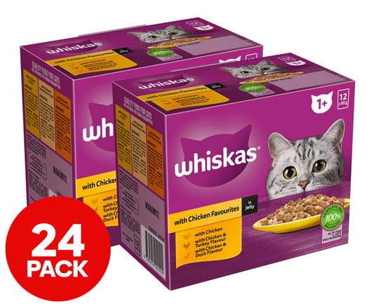 2 X 12Pk  1+ Years Cat Food Chicken Favourites in Jelly 85G