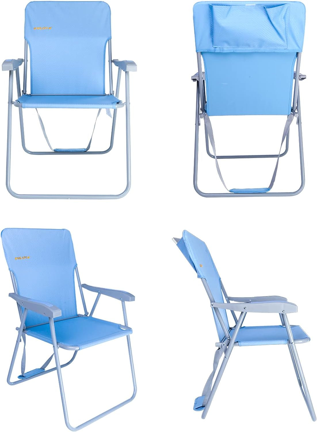 Portable Beach Chair Lightweight Foldable Camping Chair High Back Folding Chairs Outdoor Chairs with Shoulder Strap for Camping Hiking Picnic Fishing Support up to 300Lbs