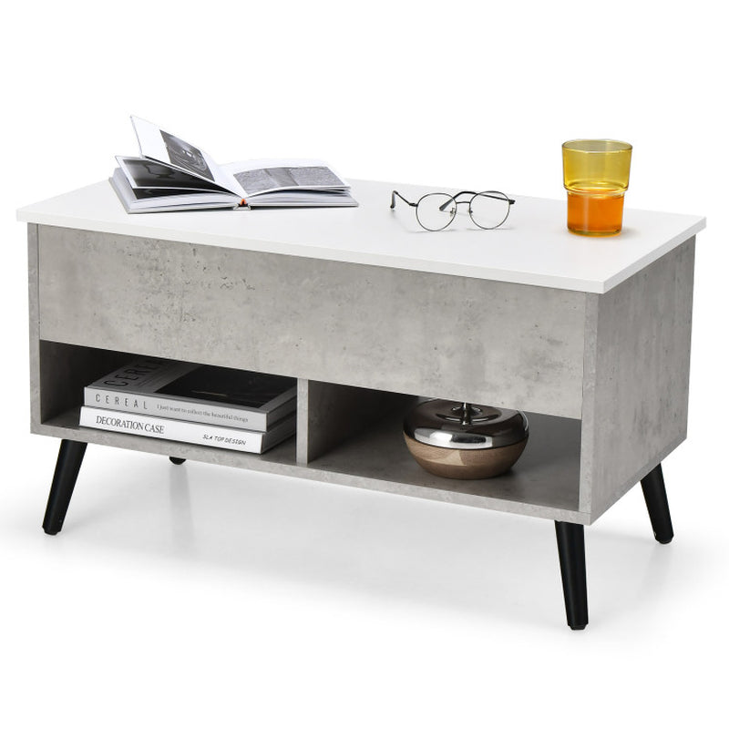 31.5 Inch Lift-Top Coffee Table with Hidden Storage and 2 Open Shelves