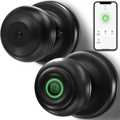 Smart Fingerprint Door Lock with App Control - Ideal for Homes, Offices, Hotels - Black