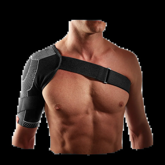 MD5126 Shoulder Wrap - 4-Way Elastic Support for Pain Relief (Adult L, Black)