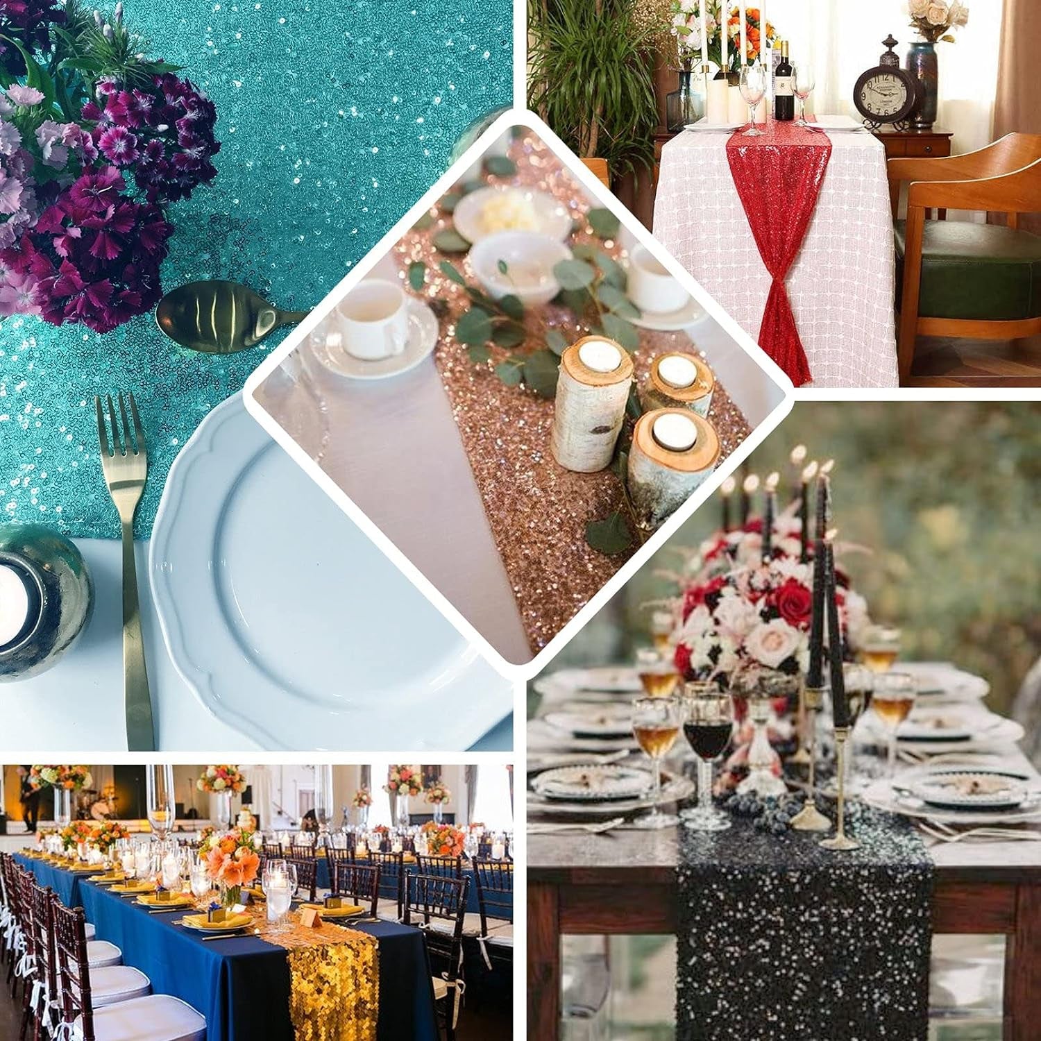Sparkly Black Sequin Table Runner 12" x 72" - Glamorous Glitter Table Linens for Weddings & Birthday Party Decor