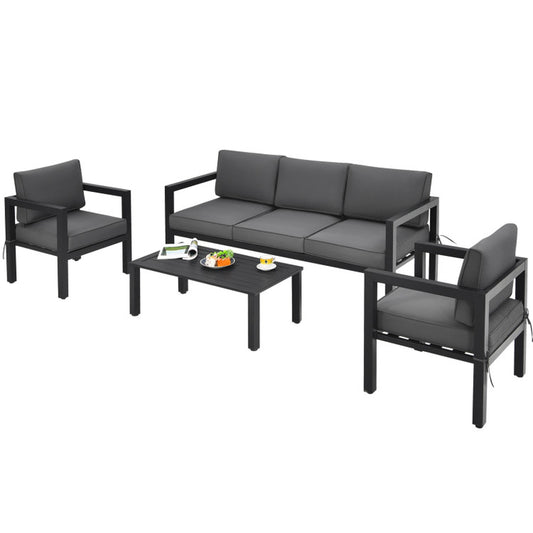 4-Piece Outdoor Furniture Set for Backyard and Poolside - Comfortable & Stylish