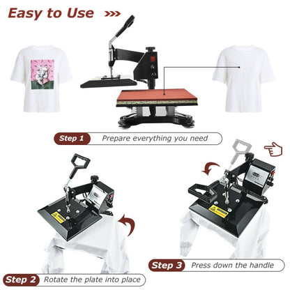 12 x 10 Inch Swing-Away Digital Heat Press Machine for T-Shirts and Sublimation Transfers