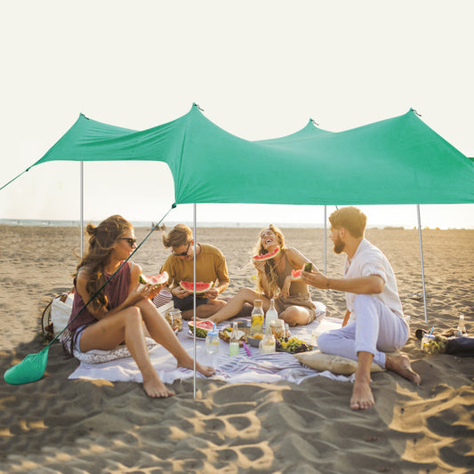 7 x 7 Feet Family Beach Tent Canopy Sunshade with 4 Poles