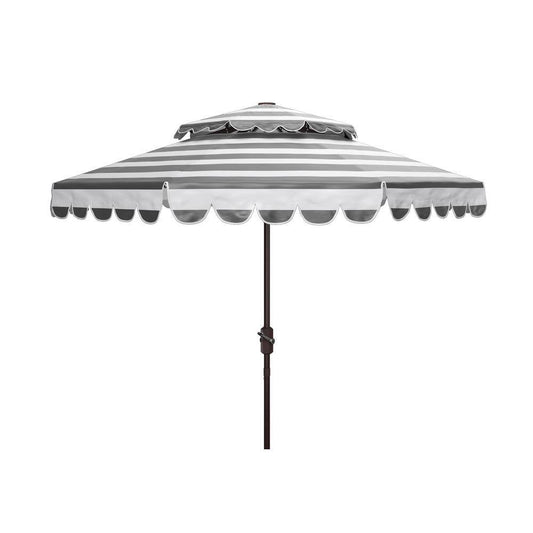 9 Ft. Black/White Tilt Patio Umbrella | Weather - Resistant, Auto - Tilt Design - ChillShop