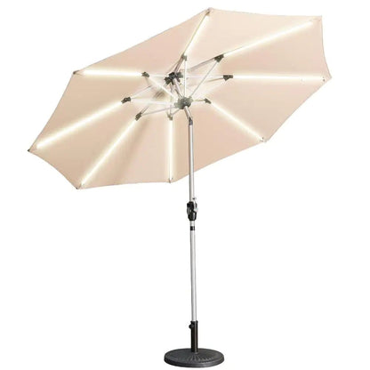 9 Ft. Solar LED Patio Umbrella | Eco - Friendly, Tilt, Weather - Resistant - ChillShop