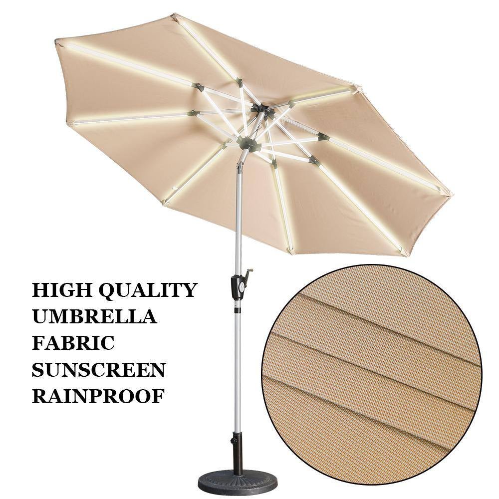 9 Ft. Solar LED Patio Umbrella | Eco - Friendly, Tilt, Weather - Resistant - ChillShop