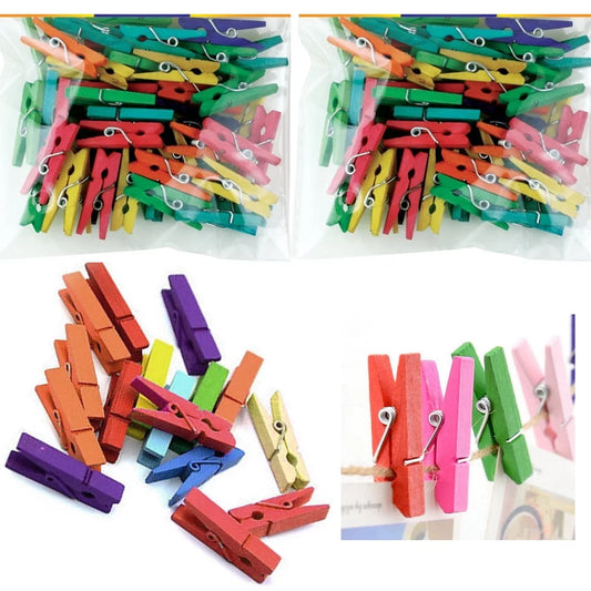 120 Pc Mini Craft Clothespins Wood 1" - Multi Color Clothes Pins for Arts & Crafts