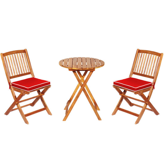 3-Piece Patio Folding Bistro Set with Padded Cushions and Round Coffee Table