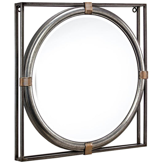 Stylish Medium Round Grey Mirror (21" H x 21" W) - Enhances Space & Light