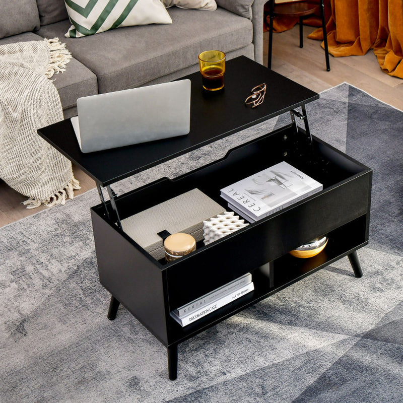 31.5 Inch Lift-Top Coffee Table with Hidden Storage and 2 Open Shelves