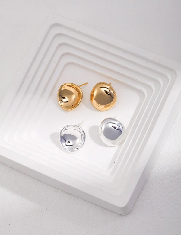 Asymmetrical Stud Earrings - Sterling Silver & Gold Vermeil - ChillShop