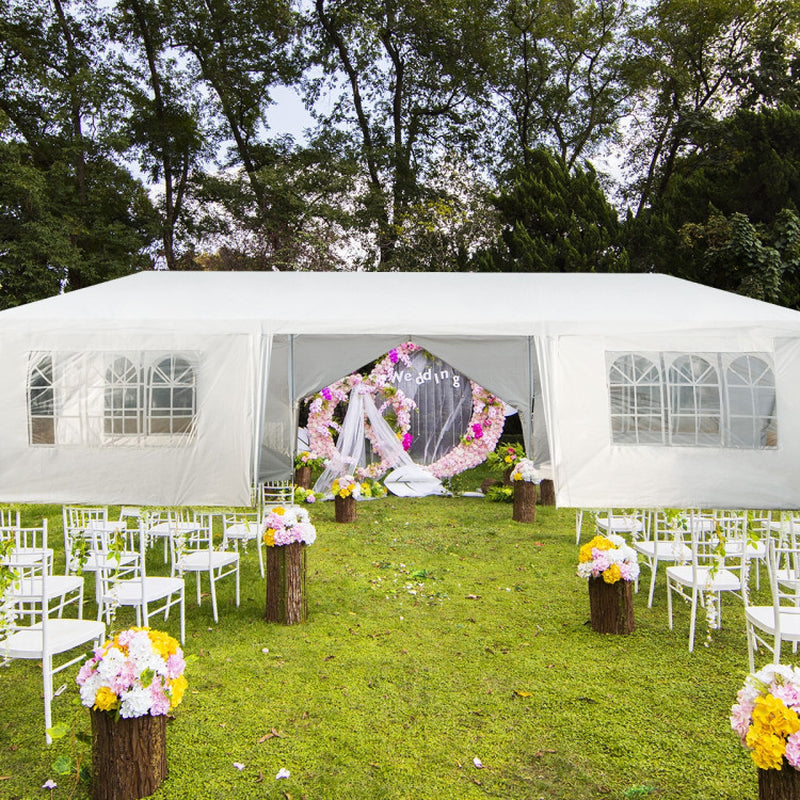 10 x 30 Feet Outdoor Canopy Tent with 6 Removable Sidewalls and 2 Doorways - Ideal for Parties, Weddings, and Events