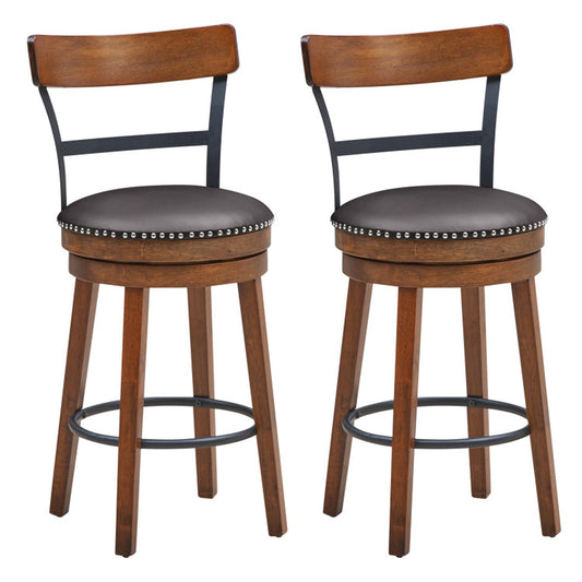 Set of 2 Swivel Counter Height Bar Stools - 25.5 Inch Comfort