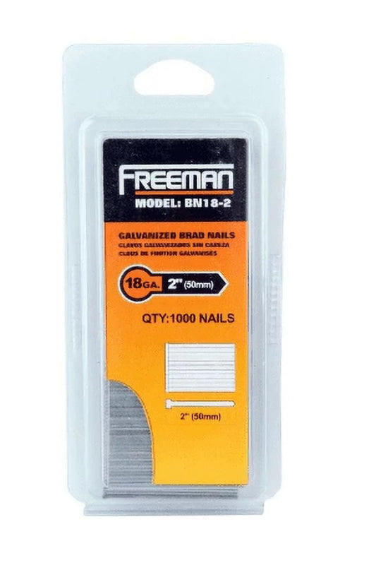 Freeman 18-Gauge 2-Inch Brad Nails, Glue Collated, 1000 Count - Ideal for Cabinets, Trim, and Moulding