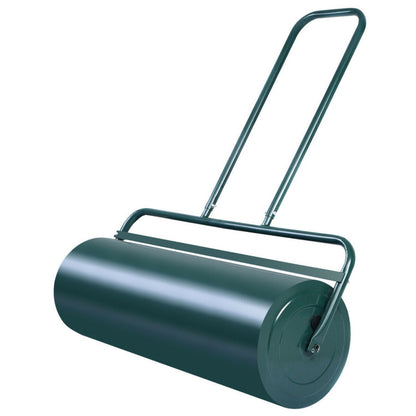 24 x 13 Inch Tow Lawn Roller - Water Filled Metal Push Roller (Green)