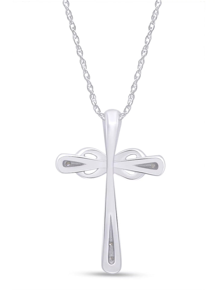 Diamond Accent Infinity Cross Pendant Necklace – 14K White Gold & Natural Diamond - ChillShop