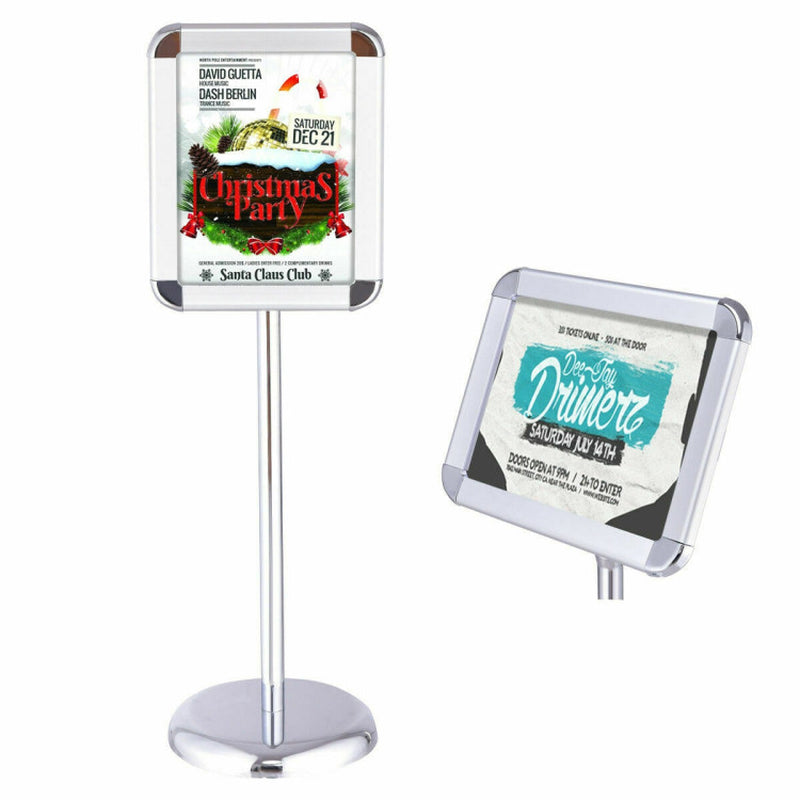 8.5 x 11 Inch Adjustable Pedestal Poster Stand - Aluminum Snap Frame