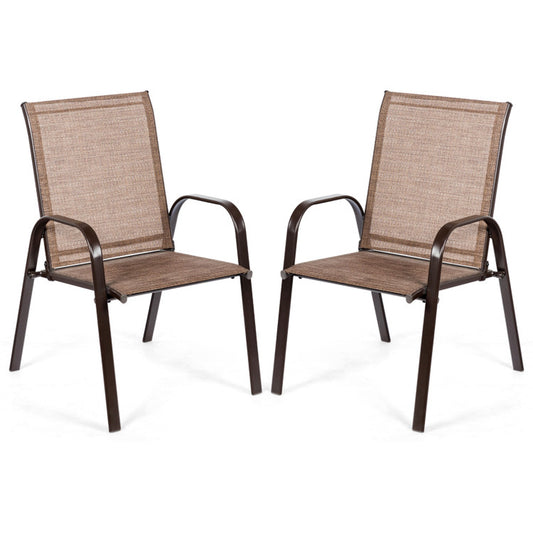 2-Piece Patio Outdoor Dining Chairs with Armrests - Sturdy & Comfortable