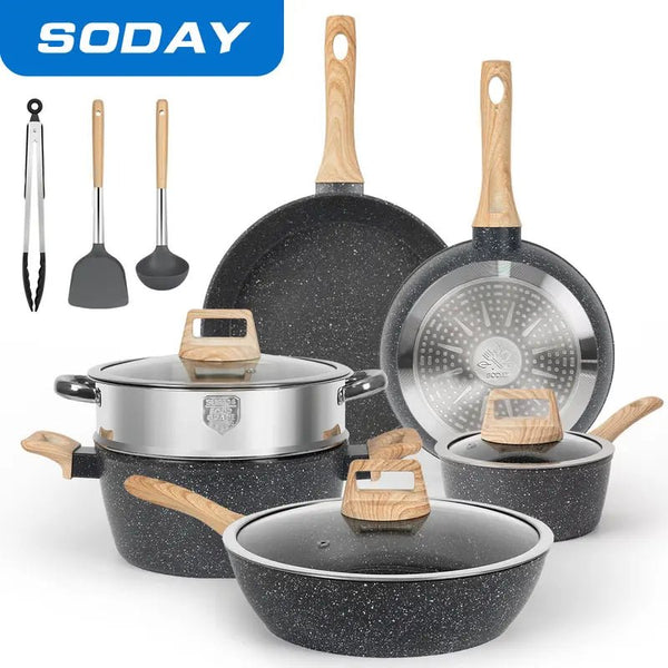 Granite Non - Stick Cookware Set - 12pcs for Induction & All Stovetops - ChillShop