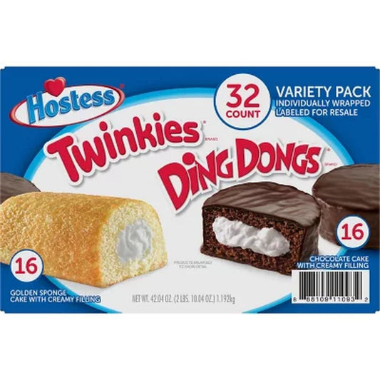 Hostess Snack Lovers Variety Pack – Twinkies & Ding Dongs (32 Pack) - ChillShop