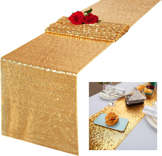 Luxury Gold Glitter Table Runner – Perfect for Events & Weddings - ChillShop