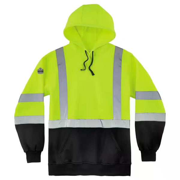 Men's Glowear 8373 Hi - Vis Lime & Black Hoodie – Class 3 Safety & Warmth - ChillShop