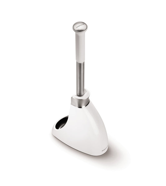 Stainless Steel Toilet Brush with Hygienic Caddy - White, Efficient Cleaning & Drip-Free Design