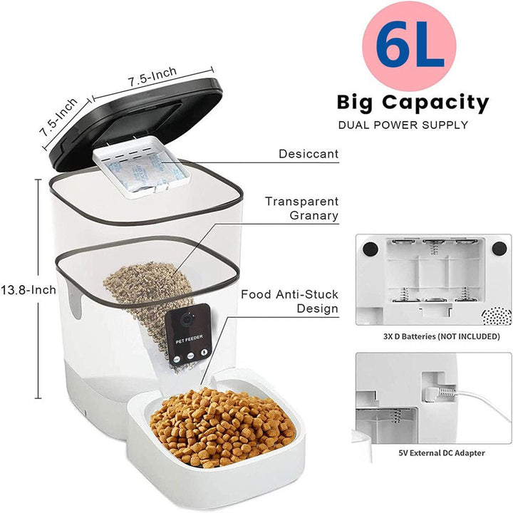 Smart Automatic Pet Feeder with 1080P HD Camera - 6L Capacity & App Control - ChillShop