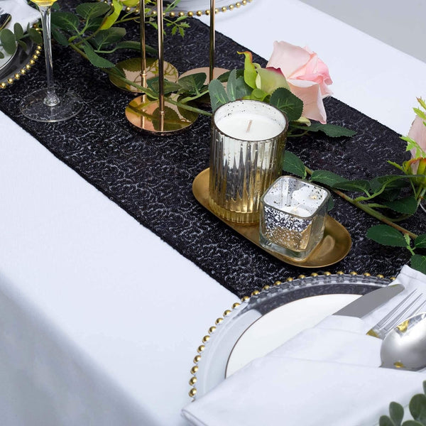 Sparkly Black Sequin Table Runner - ChillShop