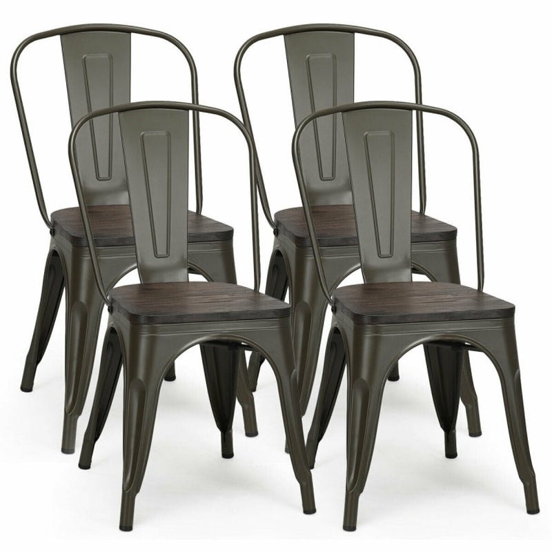 Tolix Style 4 - Piece Metal Dining Chairs – Durable & Stackable - ChillShop