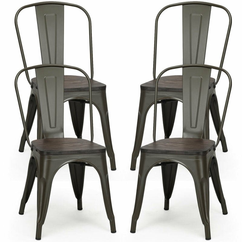 Tolix Style 4 - Piece Metal Dining Chairs – Durable & Stackable - ChillShop